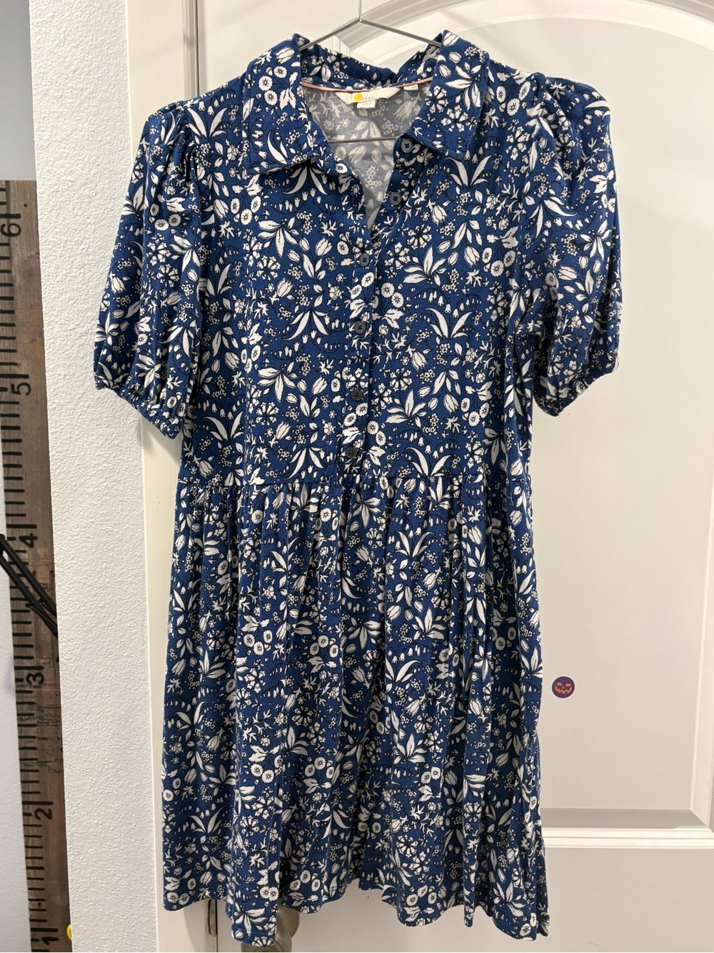 Blue Floral Button-Front Women’s Dress